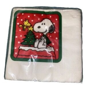 Vintage Hallmark Snoopy Christmas Napkins NOS Ambassador Woodstock USA‎ 16ct